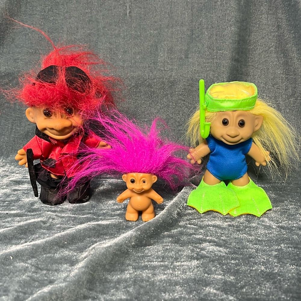3 Pc VTG Troll Doll Toys